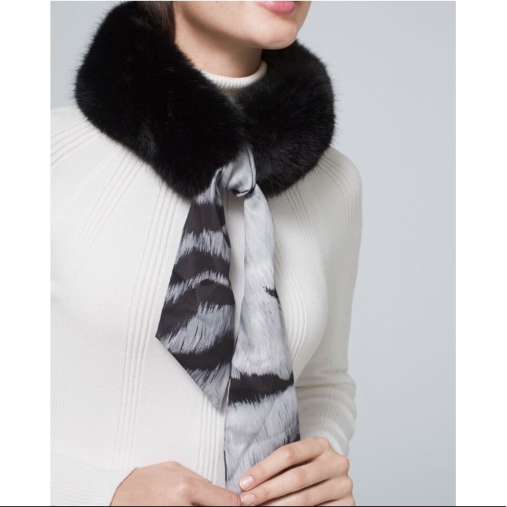WHBM Faux-Fur Collar Scarf Tiger